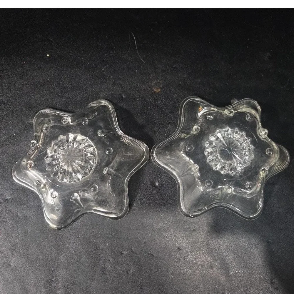 Anchor Hocking Six‎ Point Star Candlestick Holders, Set of 2, Vintage Votive